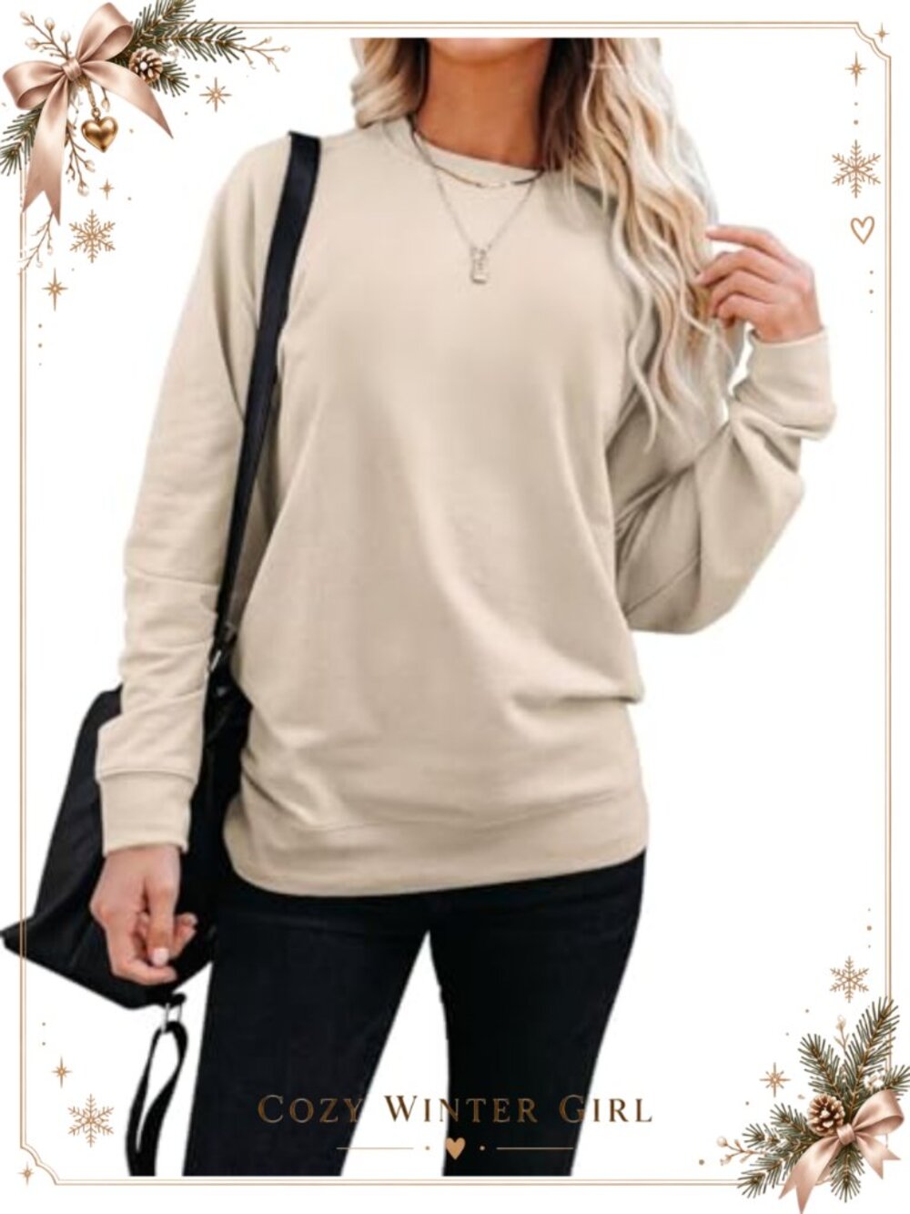 Womens Crewneck Sweatshirt Long Sleeve Casual Pullover Fall Outfit